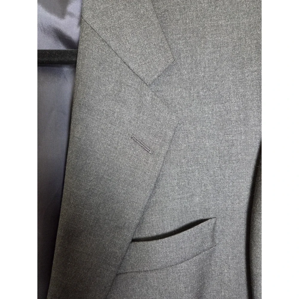 Hickey Freeman Nordstrom Boardroom 100% Wool Charcoal Gray Suit Blazer 44 Long